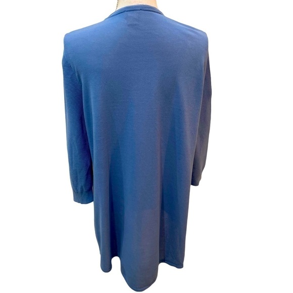 Chicos v neck longline open front lightweight periwinkle blue cardigan large - Picture 4 of 10